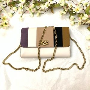 coach patchwork stripes marlow crossbody beechwood